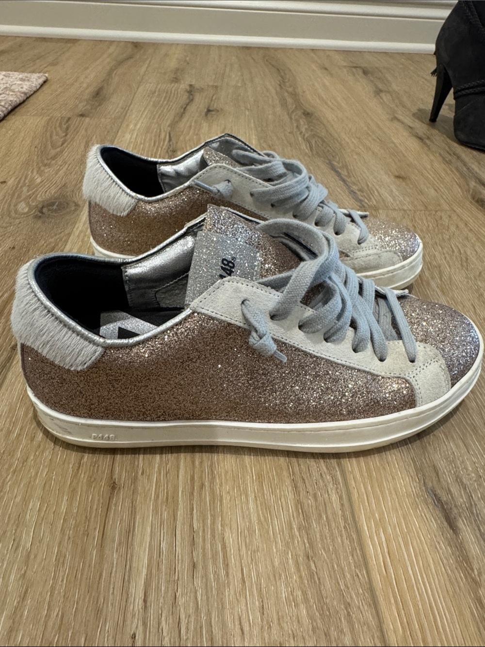 P448 Women's Rose Gold Glitter Sneakers